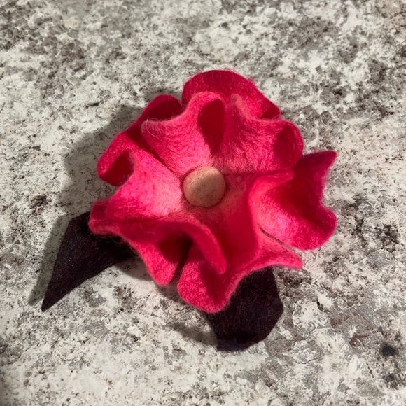 Jewelry - Handmade Pink Felt Flower Brooch/Pin